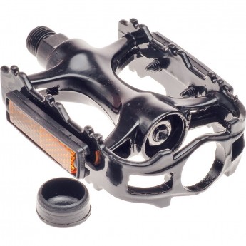 Педали BLF-B6 ось 9/16" со светоотражателями, алюминиевые чёрные