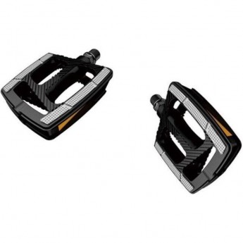 Педали FP-872ZU ось диам. 9/16" со светоотражателями, пластиковые чёрные