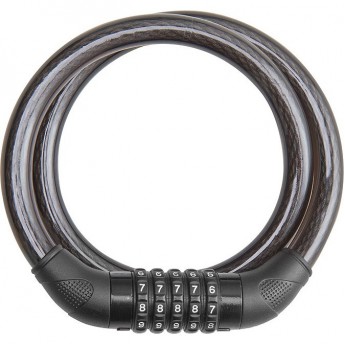 Трос-замок 84620, 15х800 мм, с кодовым замком, чёрный